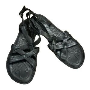 Born Women’s Black Leather Sandals with adjustable straps Size 9